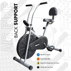 Reach AB-90BS Air Bike Exercise Fitness Cycle With Fixed Handles & Back ...
