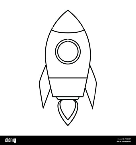 rocket ship outline drawing isolated on white background vector ...