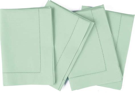 Buy Solino Home Cotton Linen Napkins 20 x 20 Inch – Aqua Hemstitch ...