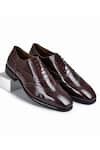 Buy Maroon Ethan Brogue Pattern Oxford Shoes For Men by Wednesday ...