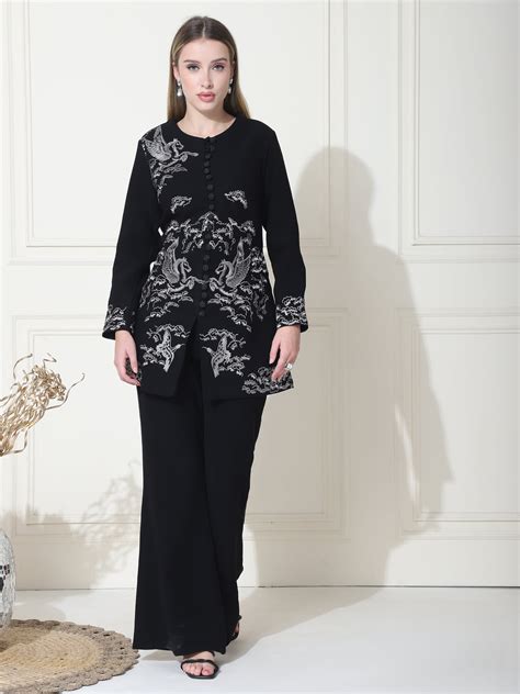 Buy Kyra Premium Crepe indo western Co-ord Set (Black) from Kelin