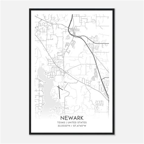Newark Texas Map Poster, Modern Home Decor Wall Art Print - Custom Maps ...