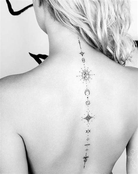 777 Spine Tattoo Simple Female