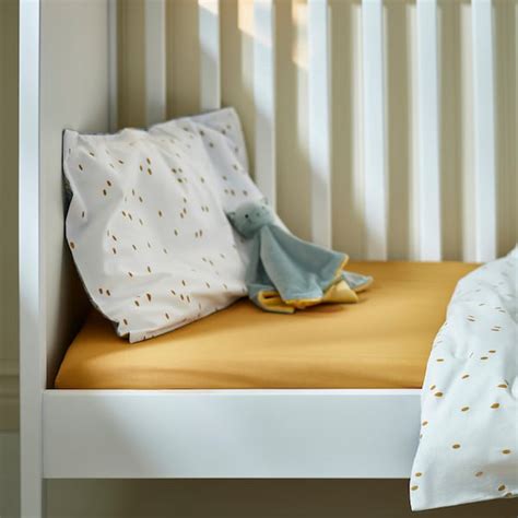 GULDVÄVARE fitted sheet for cot, dark yellow/blue, 60x120 cm (235/8x471 ...