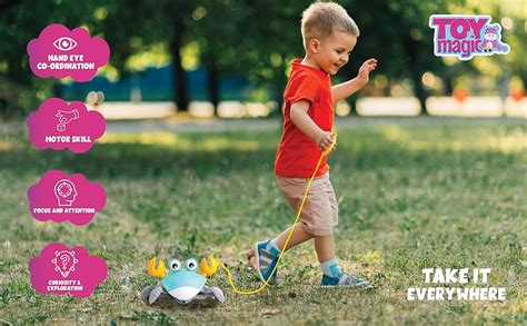 Buy ToyMagic 2 in 1 Pull Along & Bath Toy|Swimming Crab with String ...