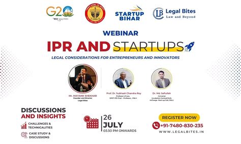 Webinar on IPR and Startups: Legal Considerations for Entrepreneurs and ...