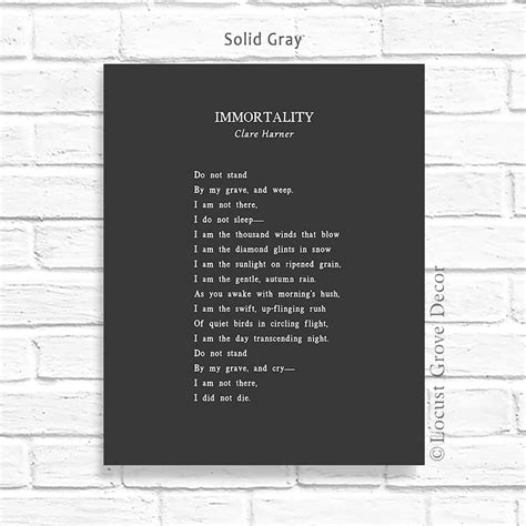Immortality Poem by Clare Harner Metal Print, Do Not Stand by My Grave ...