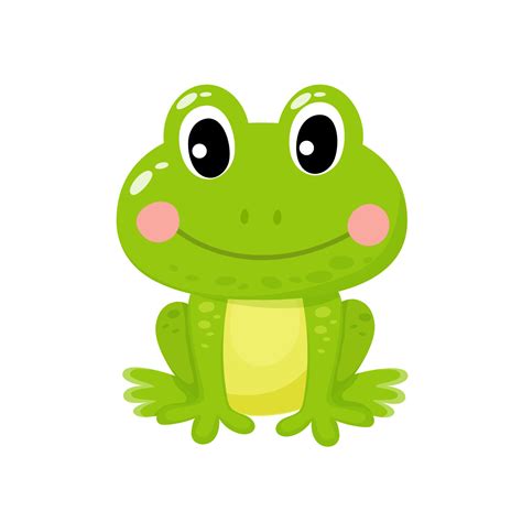 Vector illustration of cute green frog on a white background in cartoon ...