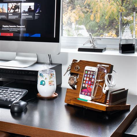 Buy Wood Docking Station for Men and Mens Organizer - Wooden Phone ...