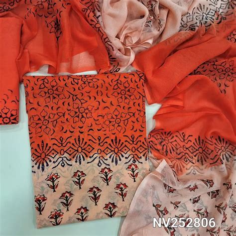 Orange & Peach premium georgette unstitched salwar material NV252806 ...