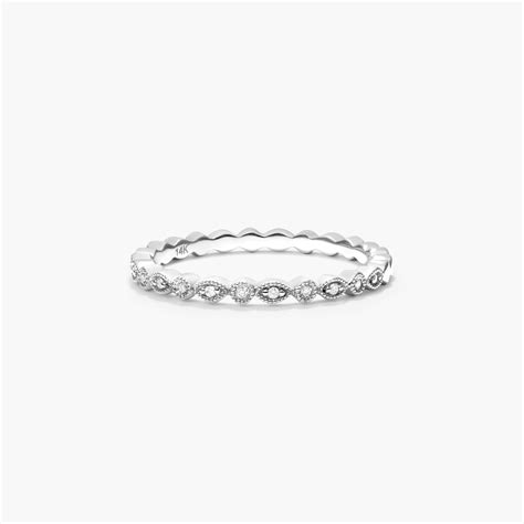 14K White Gold Vintage Marquise and Round Bezel Diamond Ring-81133w14