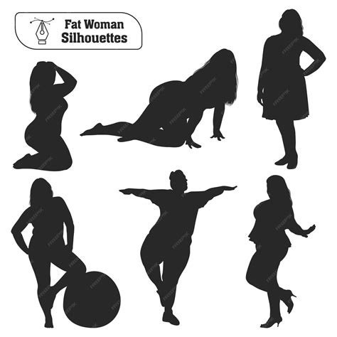 Premium Vector | Fat woman silhouettes vector collection