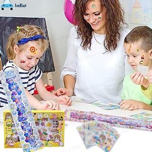 FunBlast Washi Tape with Kawaii Stickers, 10 Pcs Tape Rolls with 30 ...