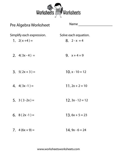 Pre Algebra Worksheet 的图像结果