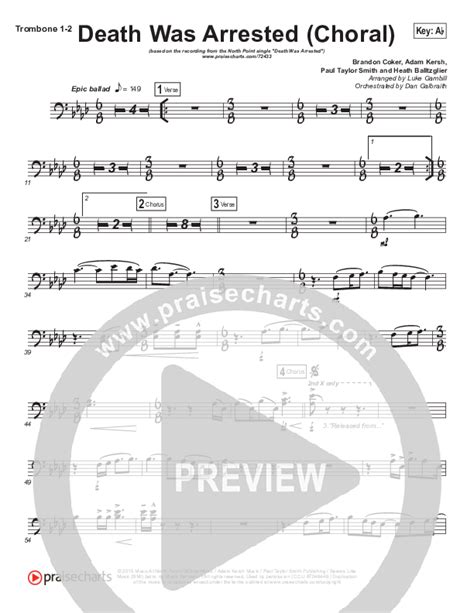 Death Was Arrested (Choral Anthem SATB) Trombone Sheet Music PDF (North ...