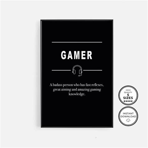Gamer Room Decor, Gamer Definition Printable, Gaming Art Accessories ...