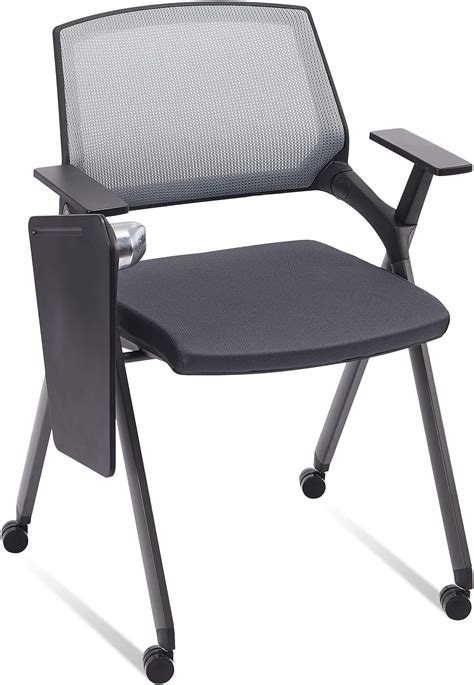 Amazon.com: Sintuff Tablet Arm Folding Chair with Caster Wheels Chair ...