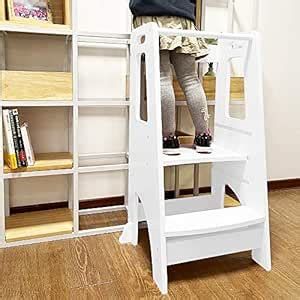 ZZBIQS Wooden Kitchen Toddler Step Stool Helper, Height Adjustable ...