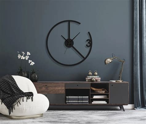 Minimalist Modern Wall Clock - Unique Open-Frame Design with Number 3 ...