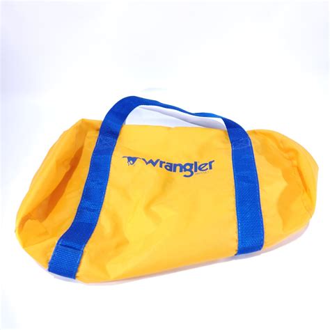 1970’s Wrangler Duffle Bag Vintage Luggage Yellow Blu… - Gem