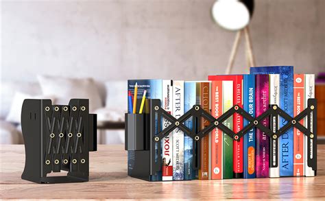 APPUCOCO Adjustable Metal Bookend For Tabletop Heavy Books Tiered Shelf ...