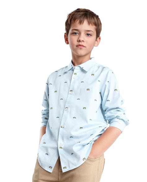 Rare Ones Kids Traf Light Blue Cotton Printed Button Closure Regular F