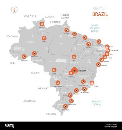 Large Brazil Map Cities Capitals