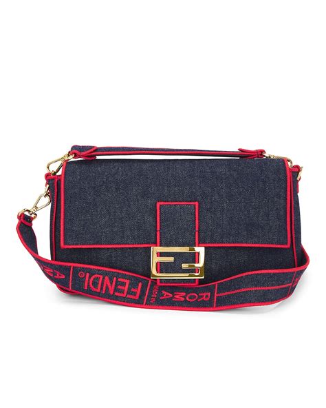 FWRD Renew Fendi Denim Mama Baguette Shoulder Bag in Navy | FWRD