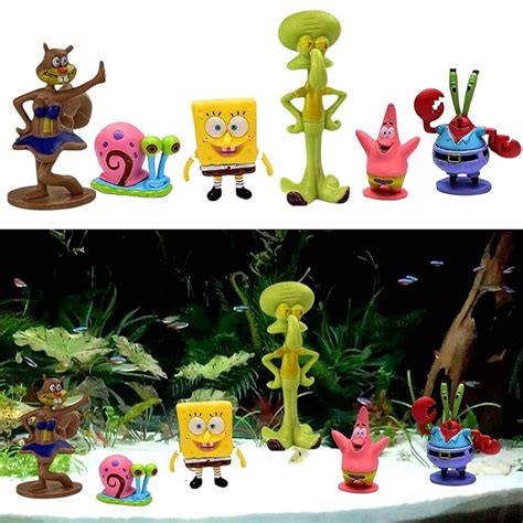 Petzlifeworld 6 Pcs Cute Spongebob Figure Model Aquarium Fish Tank Lan ...