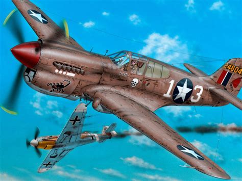 Download wallpaper Bf-109, P-40, American fighter, Curtiss-Wright, Air ...