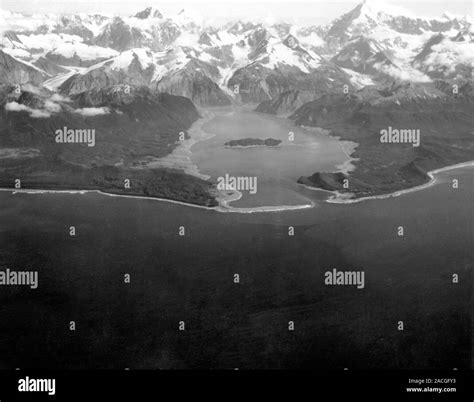 Lituya Bay after 1958 tsunami. Aerial photograph of Lituya Bay, Alaska ...