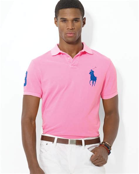 Lyst - Ralph Lauren Polo Custom Big Pony Mesh Polo Shirt - Slim Fit in ...