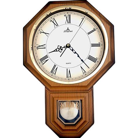 Buy JUSTIME Traditional Schoolhouse Roman Pendulum Wall Clock Chimes ...