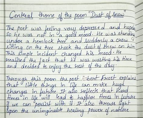 What is the central theme of dust of snow - Brainly.in