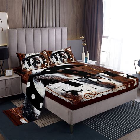 Western Bed Sheets Twin Size Horse Cowboy Sheets Rustic Farmhouse Sheet ...