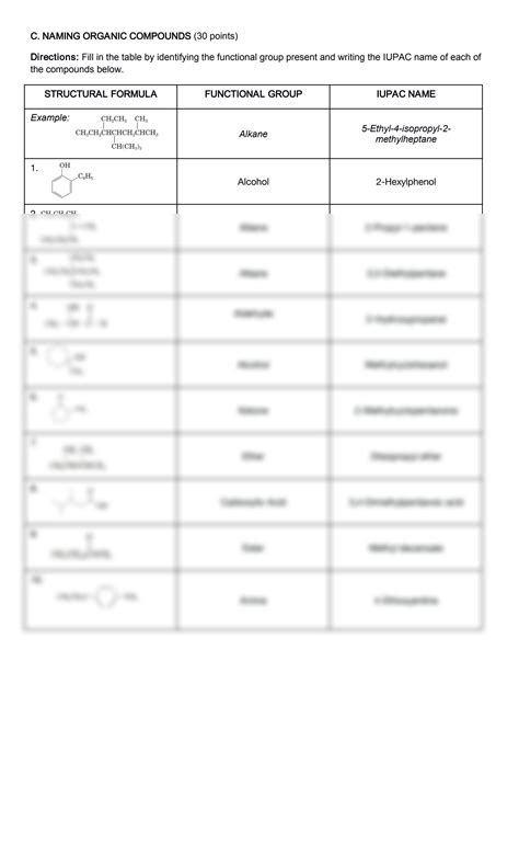 Worksheet 6a Give IUPAC Names to Organic Compounds | CHM 332 ...