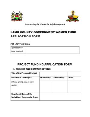 Fillable Online lamu go APPLICATION FORM FOR YOUTH AND WOMEN ...