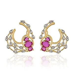 Estele Women's 24 Kt Gold Plated Alloy Metal Pink & White American ...