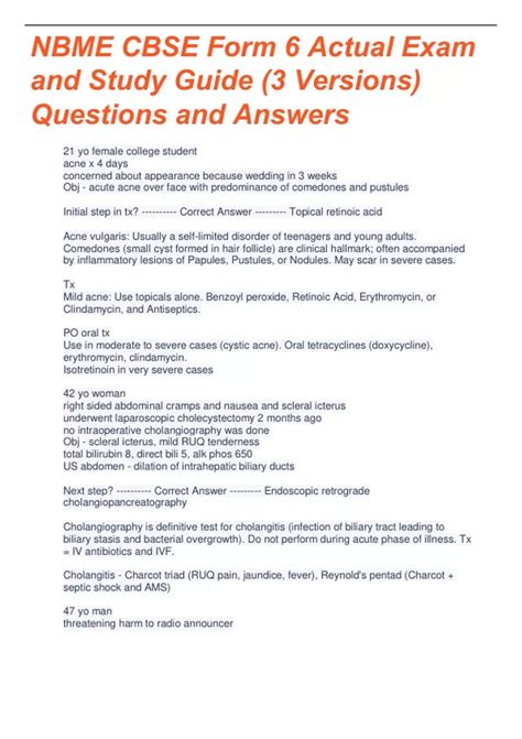 NBME CBSE Form 6 Actual Exams and Study Guides/ NBME CBSE Form 6 (3 ...