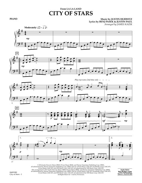 City of Stars (from La La Land) - Piano by James Kazik Sheet Music for ...