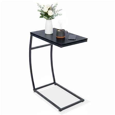 Table d'appoint en forme de C, MDF et fer, H x L x P : 58,5 x 47,5 x 25 ...