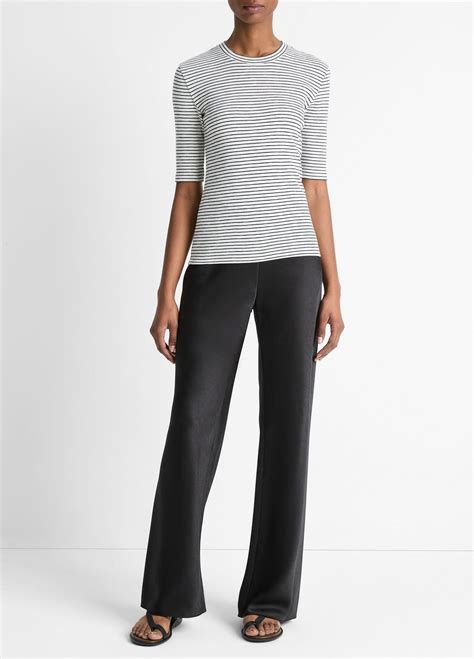 Striped Cotton-Blend Elbow-Sleeve T-Shirt in Shirts & Tees | Vince