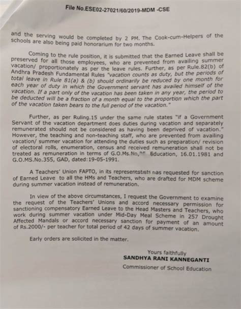 Lr No:ESE02 CSE Letter to Special Chief Secretary to Govt For Sanction ...