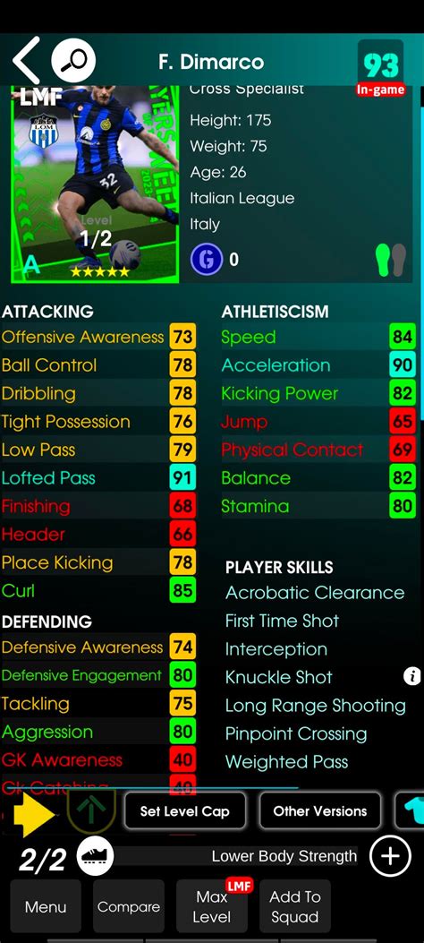 Is DiMarco a good LB candidate ? : r/pesmobile