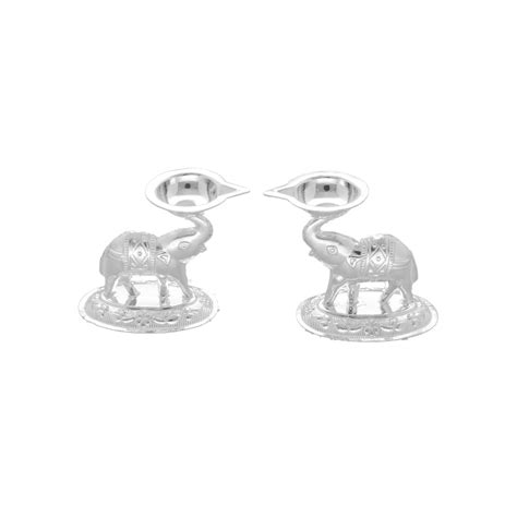 Buy Sri Jagdamba Pearls 56 Grams Elephant Silver Diya Online at Low ...