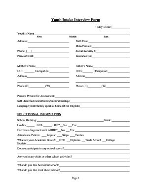 NPC Research Youth Intake Interview Form - Fill and Sign Printable ...