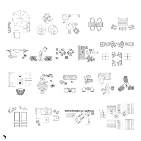 Cad Balcony and Terrace Setups Top View - Toffu Co | How to plan, Cad ...