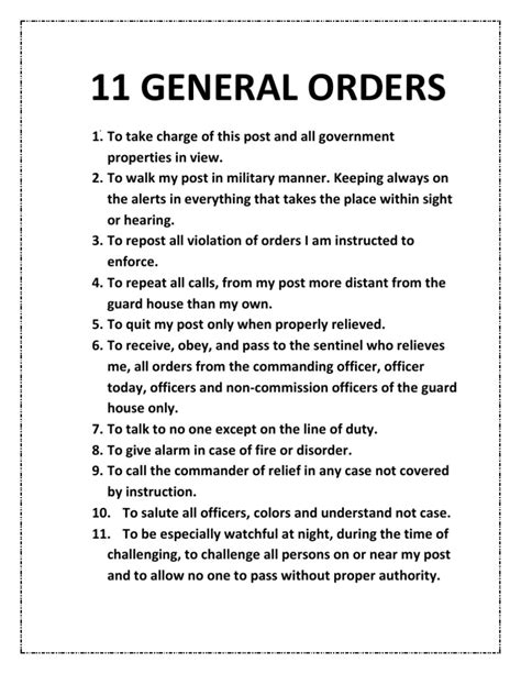 11 General Orders | PDF | National Security | Military