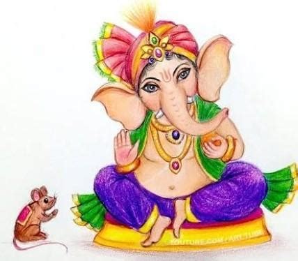 Ganesh ji drawing with colour - Brainly.in