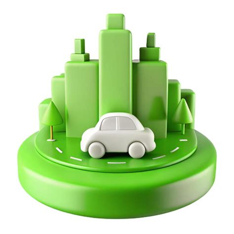 A green model of a city with a white car on top of it | Premium AI ...